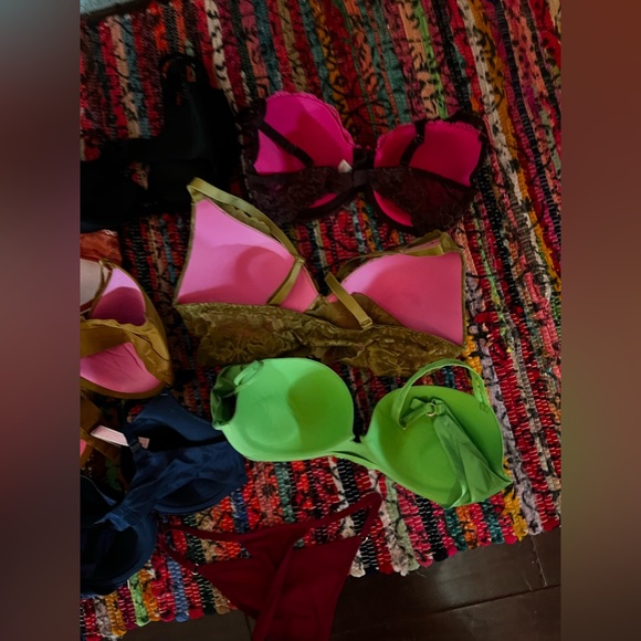 💜 VICTORIAS SECRET EUC PADDED PUSH-UP BRA PANTIES LOT OF 8 36D LARGE XL - Picture 8 of 8